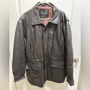 Pierre Cardin Men's Dark Brown Leather Coat